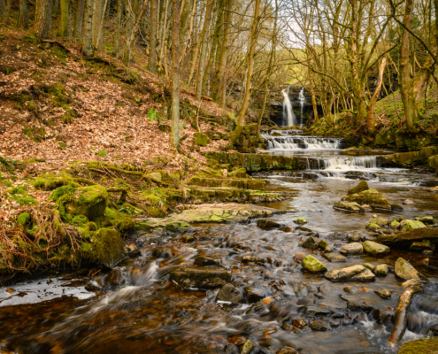 North Pennines stream leading up to waterfall