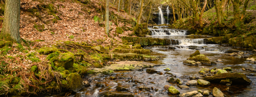 North Pennines stream leading up to waterfall